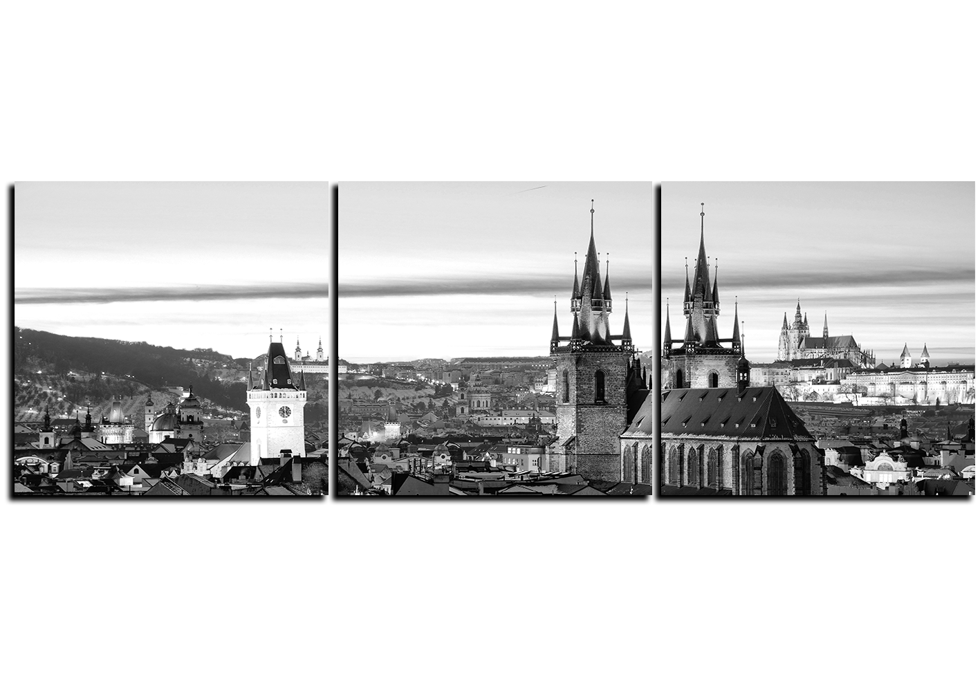 Obraz na plátně - Panoramatický pohled na starú Prahu -panoráma Obraz na plátně - Panoramatický pohled na starú Prahu -panoráma